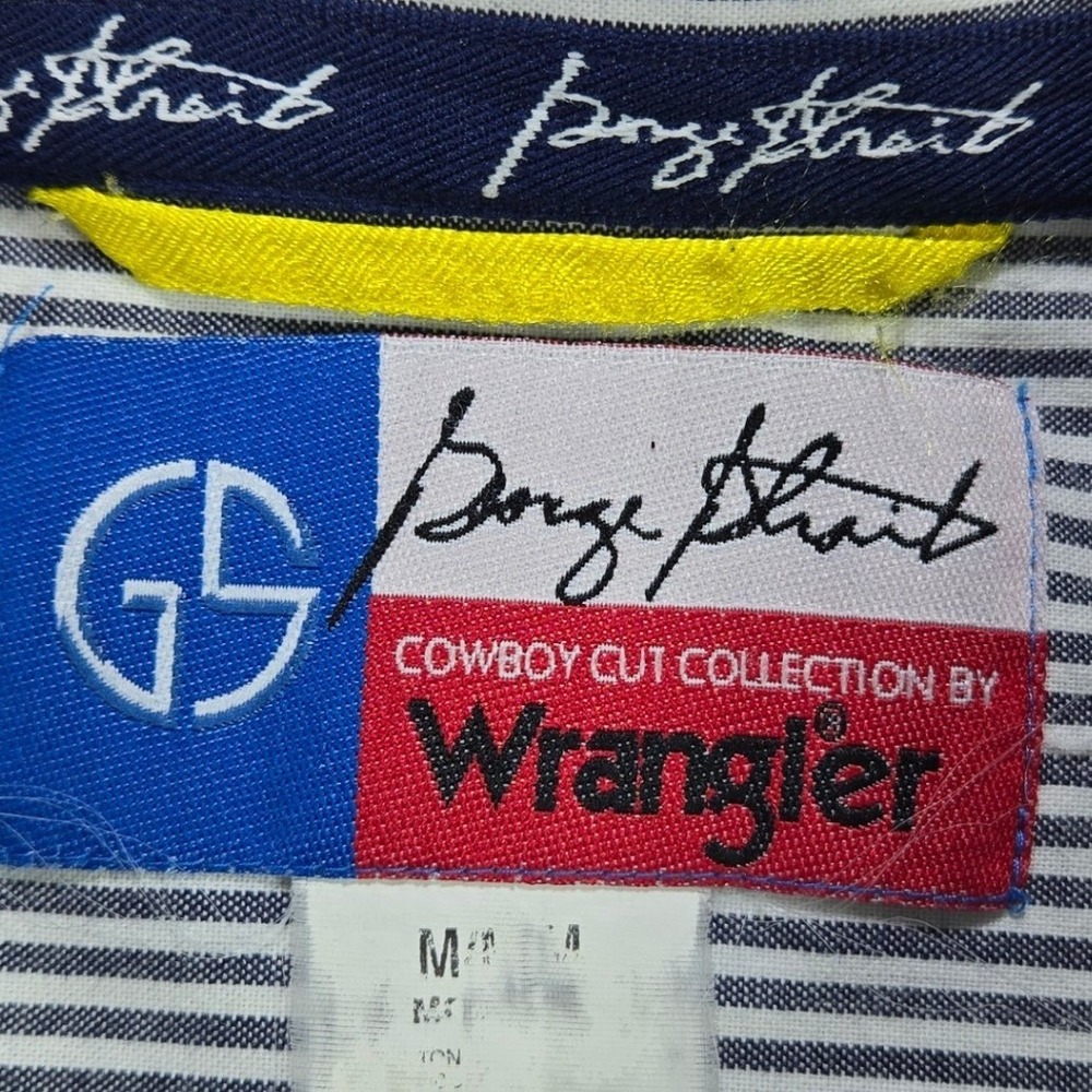 Wrangler George Strait Cowboy Cut Plaid Button Down Shirt Blue Yellow Men Size M - Picture 4 of 7